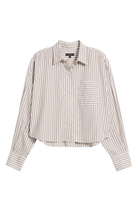 Marin Stripe Cotton Crop Button-Up Shirt