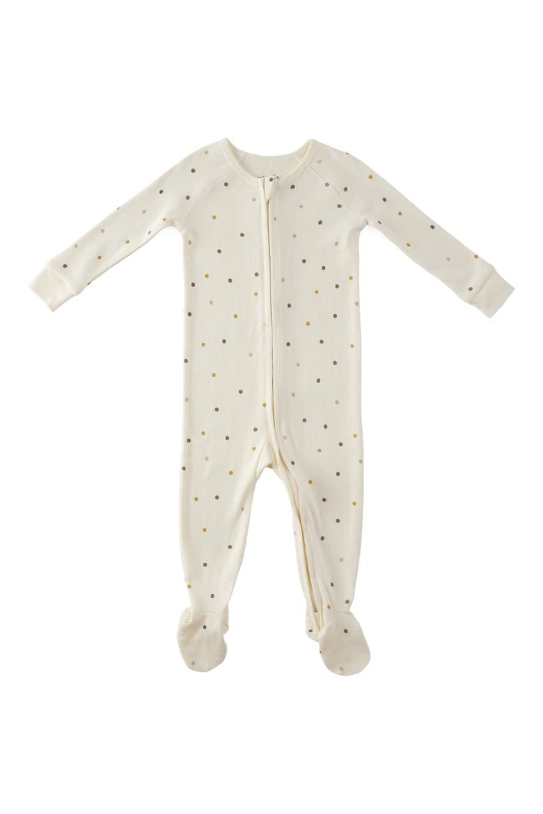 Polka Dotty Pointelle Fitted Organic Cotton One-Piece Footie Pajamas, Main, color, POLKA DOTTY