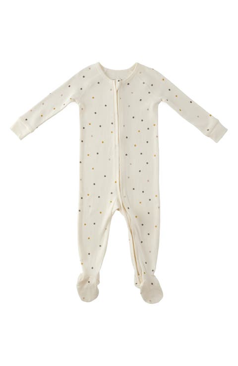Polka Dotty Pointelle Fitted Organic Cotton One-Piece Footie Pajamas (Baby)
