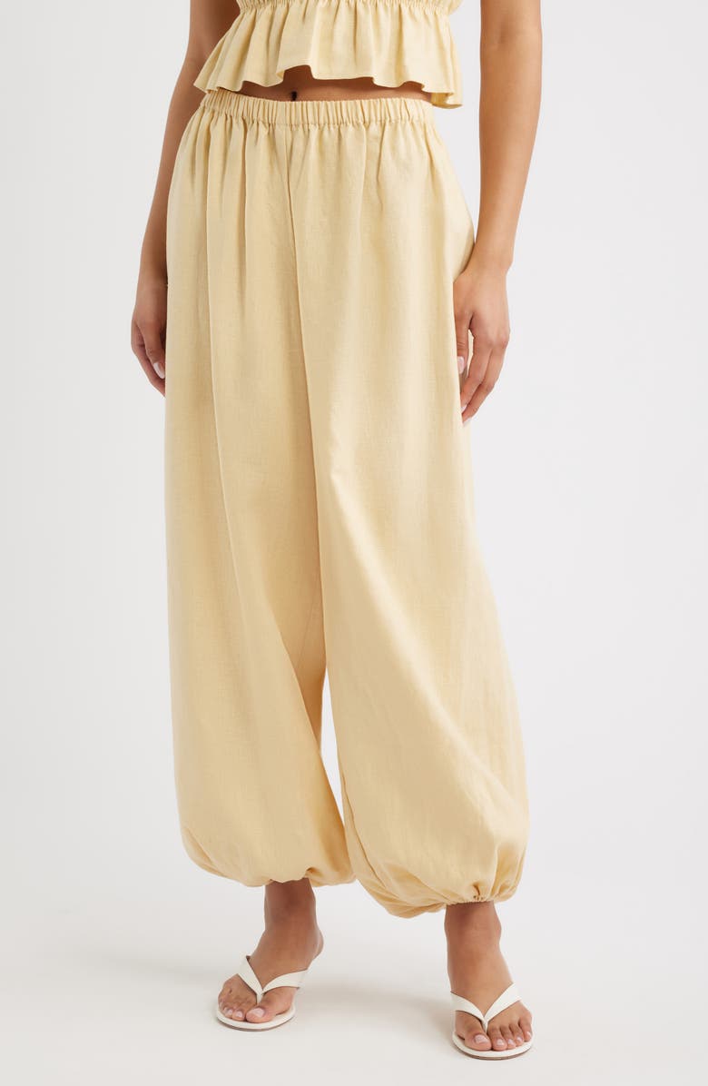 Faithfull the Brand Kortez Linen Balloon Pants, Main, color, Daffodil