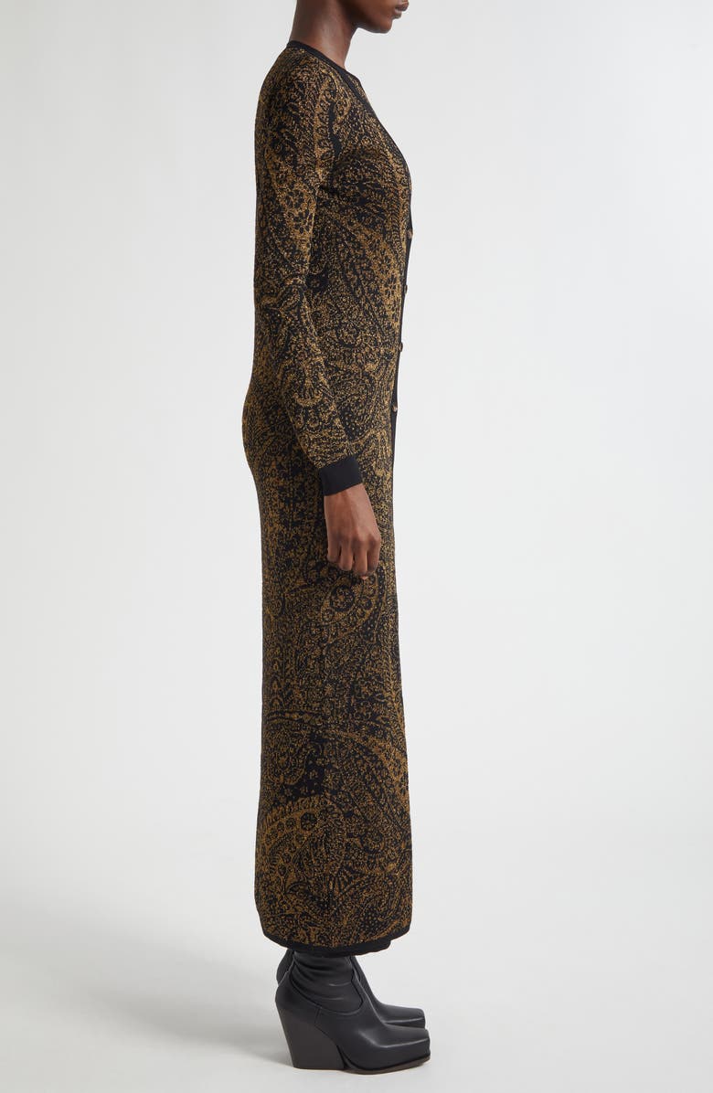 Etro Metallic Paisley Longline Cardigan, Alternate, color, Brown Multicolor