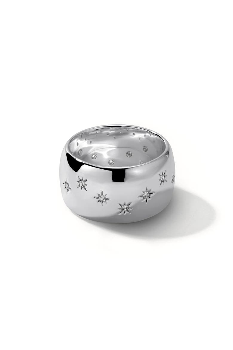 Celeste Crystal Star Band Ring, Main, color, SILVER