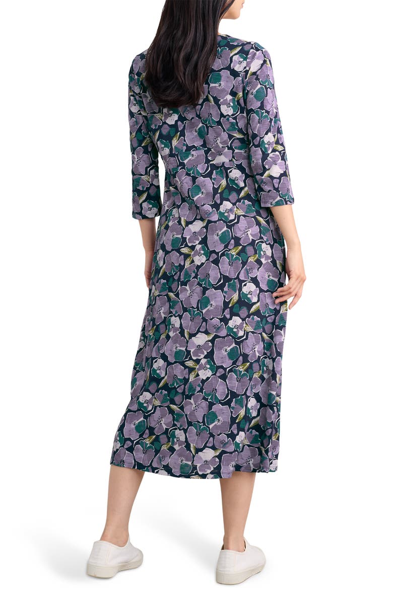 Seasalt Cornwall Chapelle Floral Organic Cotton Jersey Midi Dress, Alternate, color, Paper Hellebores Echium