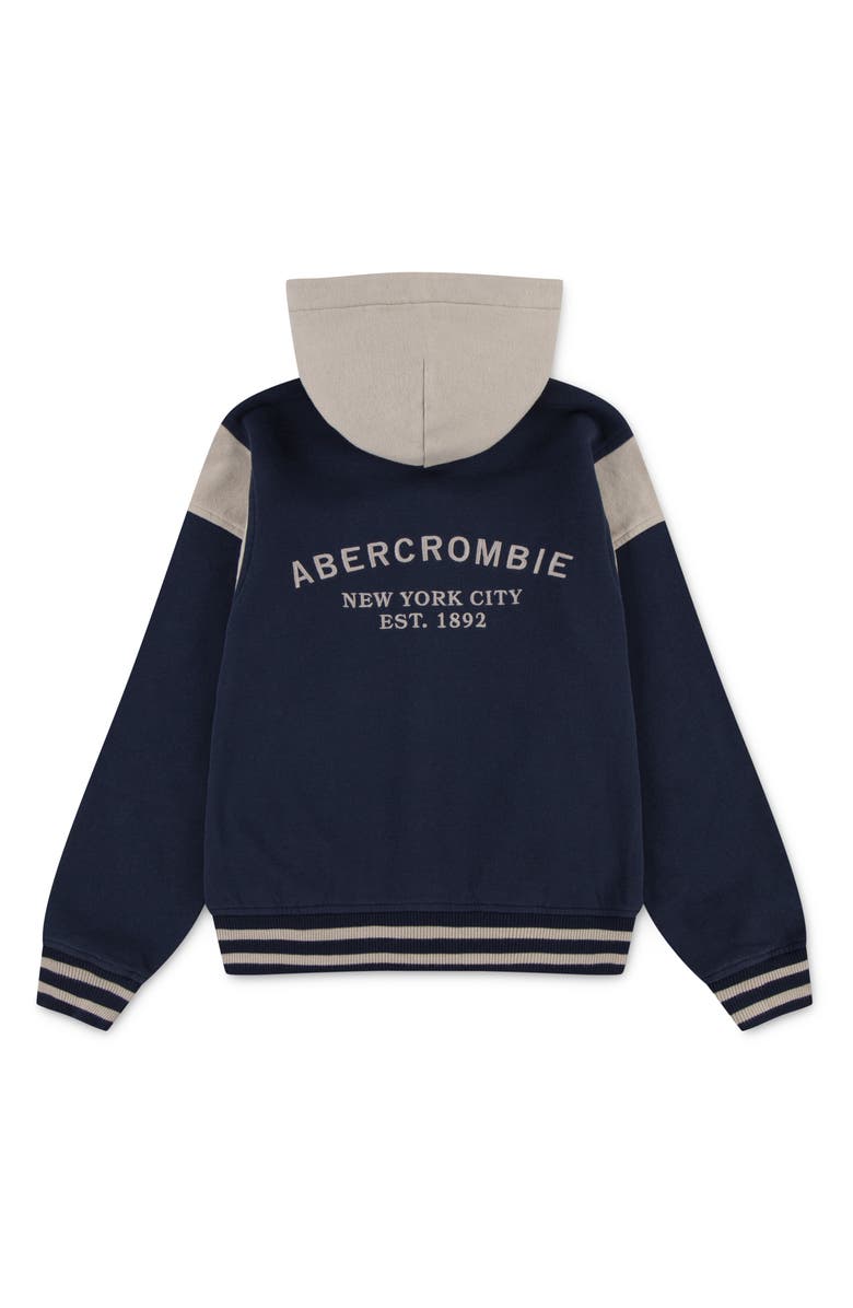 abercrombie kids Kids
Colorblock Hooded Fleece Bomber Jacket, Alternate, color, Navy Blazer
