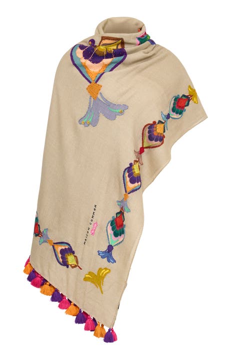 Hand Embroidered Scarf With Tassels