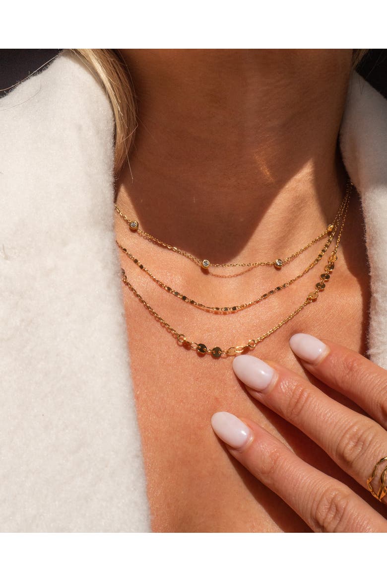 Anna Bezel Necklace, Alternate, color, Gold