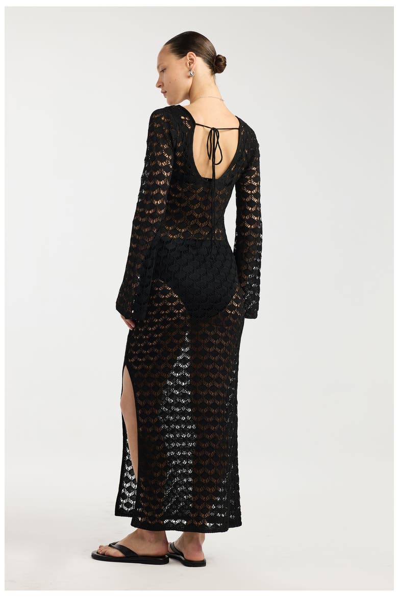 Rama Open Back Crochet Maxi Dress Cover-Up, Alternate, color, Black