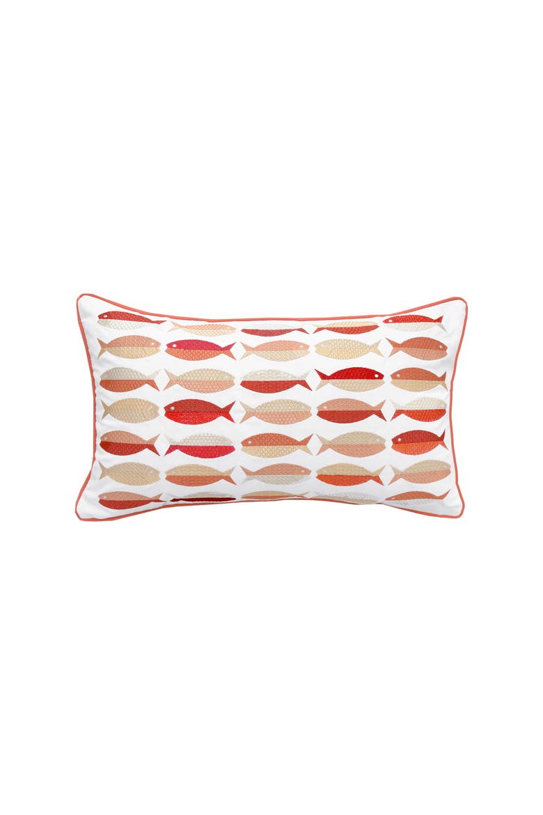 Coral Fish Pattern Indoor/Outdoor Lumbar Pillow Decor, Main, color, Red