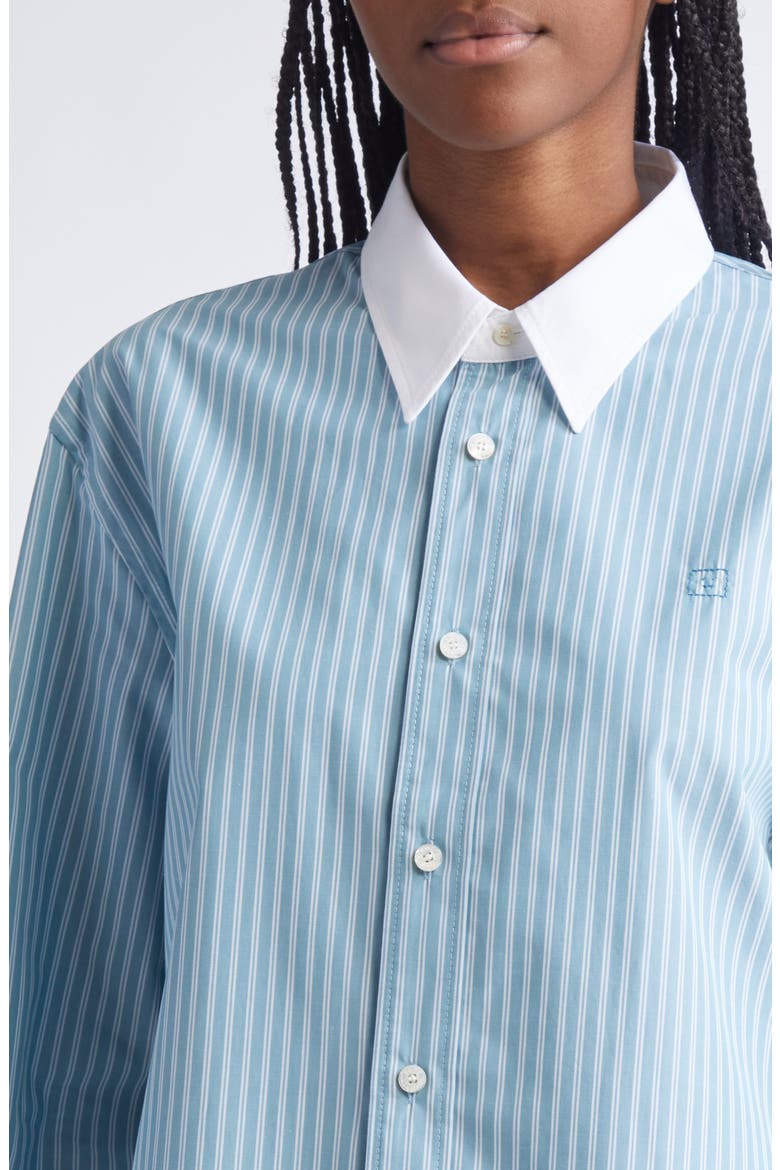 Sunnie Stripe Organic Cotton Poplin Button-Up Shirt, Alternate, color, TURQUOISE BLUE