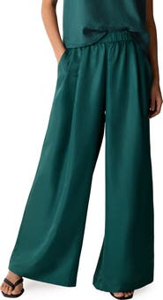 Eileen Fisher Pull-On Satin Wide Leg Pants