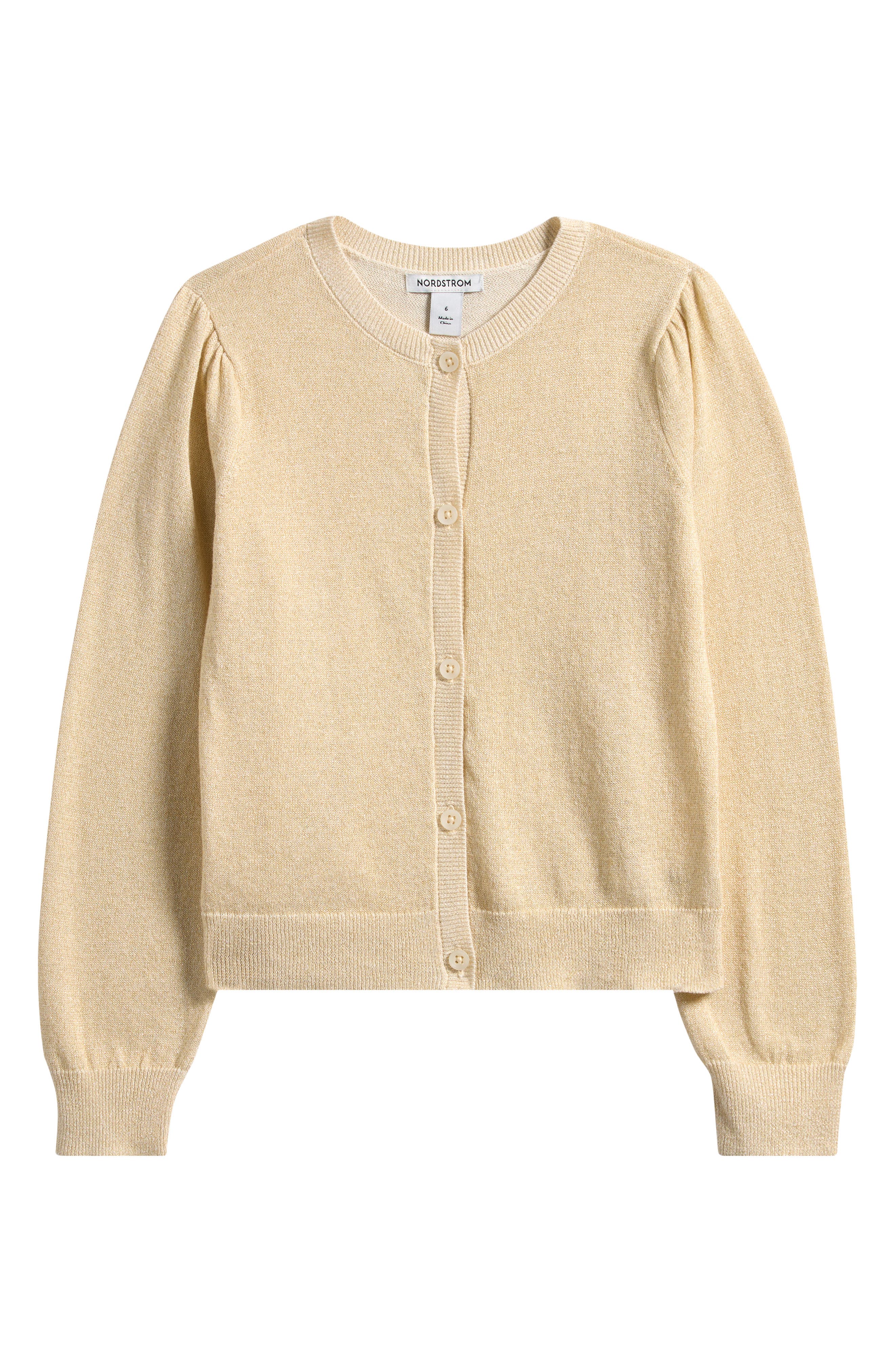 Nordstrom Kids' Sparkle Puff Shoulder Cardigan