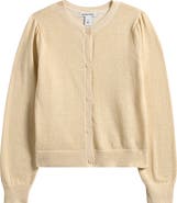 Nordstrom Kids' Sparkle Puff Shoulder Cardigan