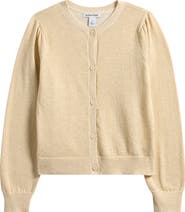 Nordstrom Kids' Sparkle Puff Shoulder Cardigan
