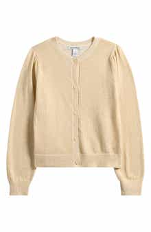Nordstrom Kids' Sparkle Puff Shoulder Cardigan