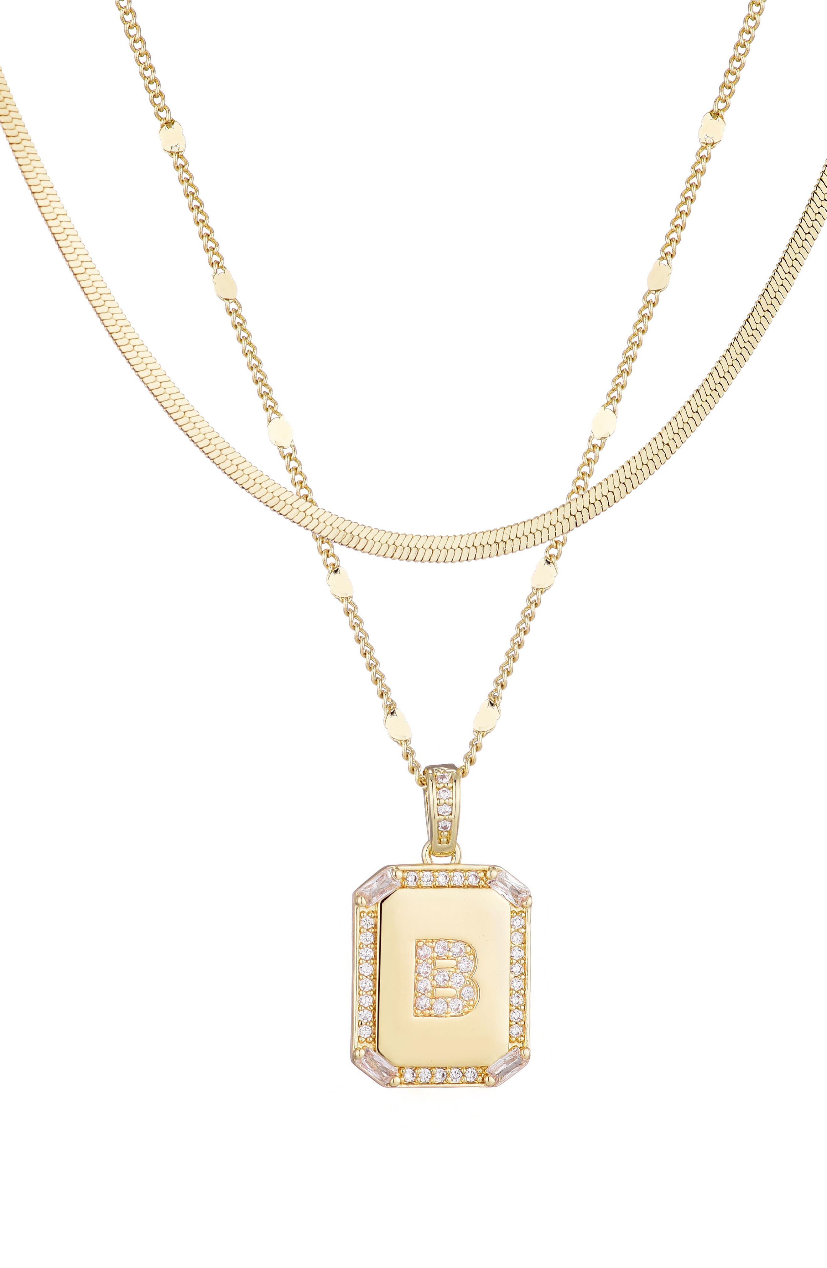 Adornia Initial Tag Pendant Necklace