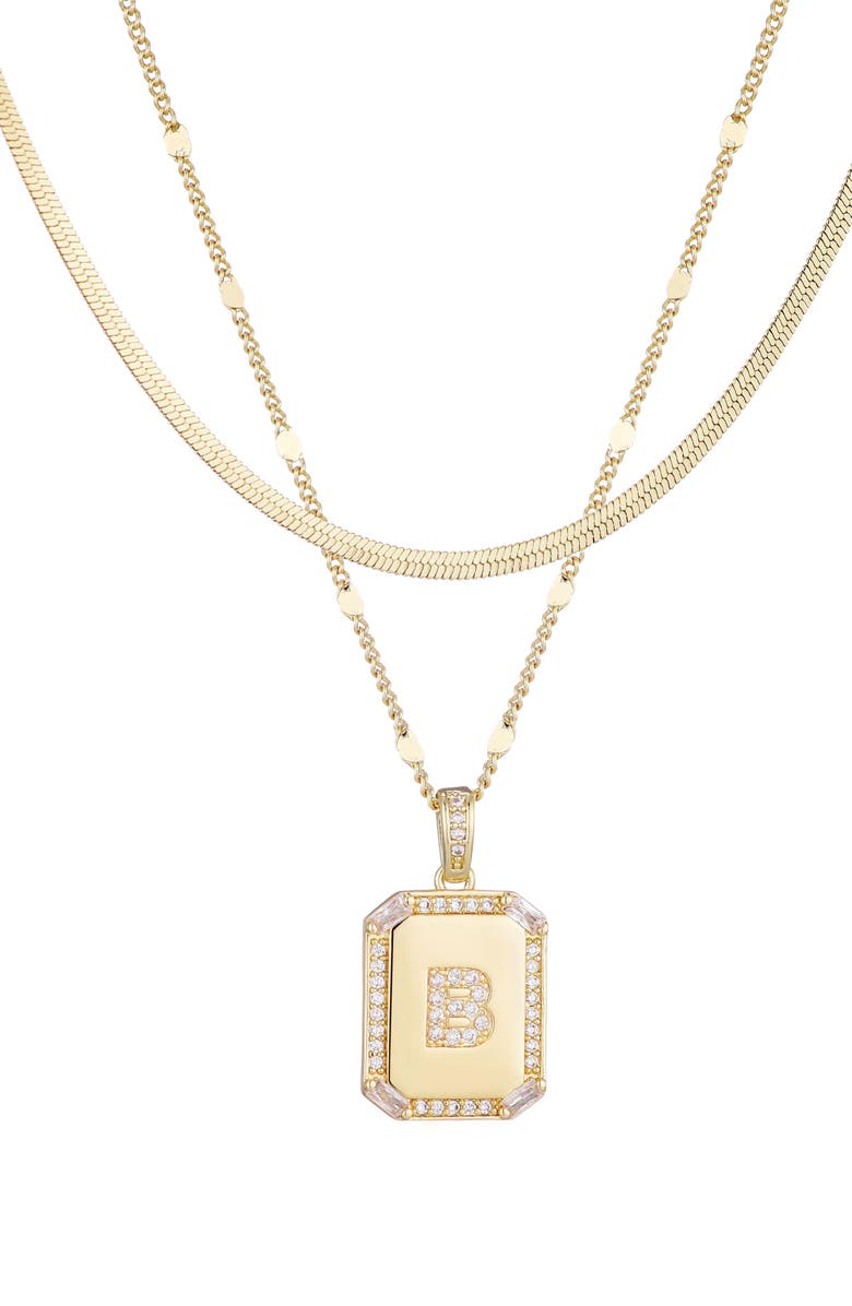 Adornia Initial Tag Pendant Necklace, Main, color, Gold-B
