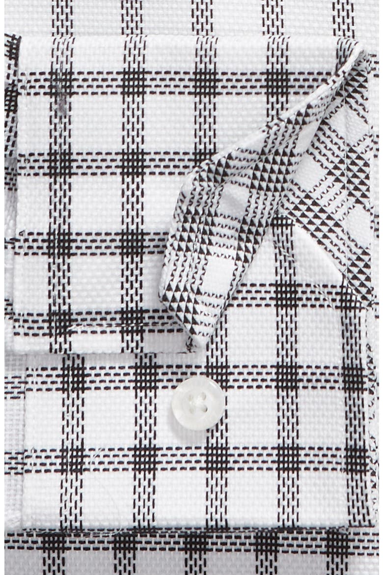 Trim Fit Plaid Dress Shirt, Alternate, color, BLACK