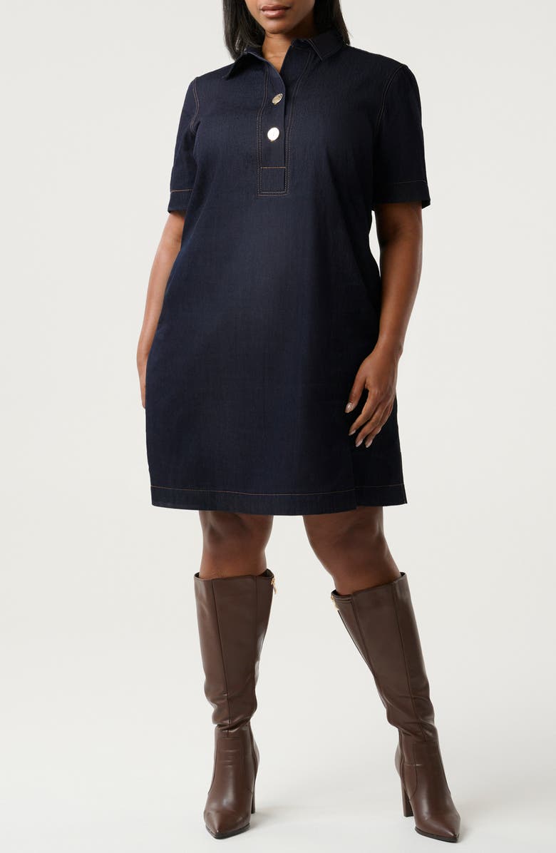 Estelle Avia Denim Shirtdress, Main, color, Indigo Noir