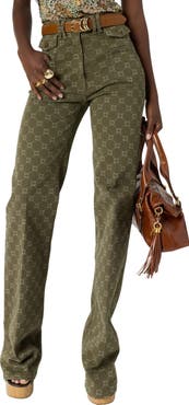 GERARD DAREL Anna Monogram Print Flared Jeans