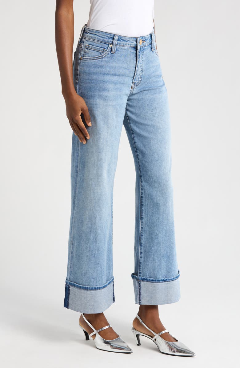 KUT from the Kloth Meg Fab Ab High Waist Cuffed Hem Wide Leg Jeans, Alternate, color, Charming Blue