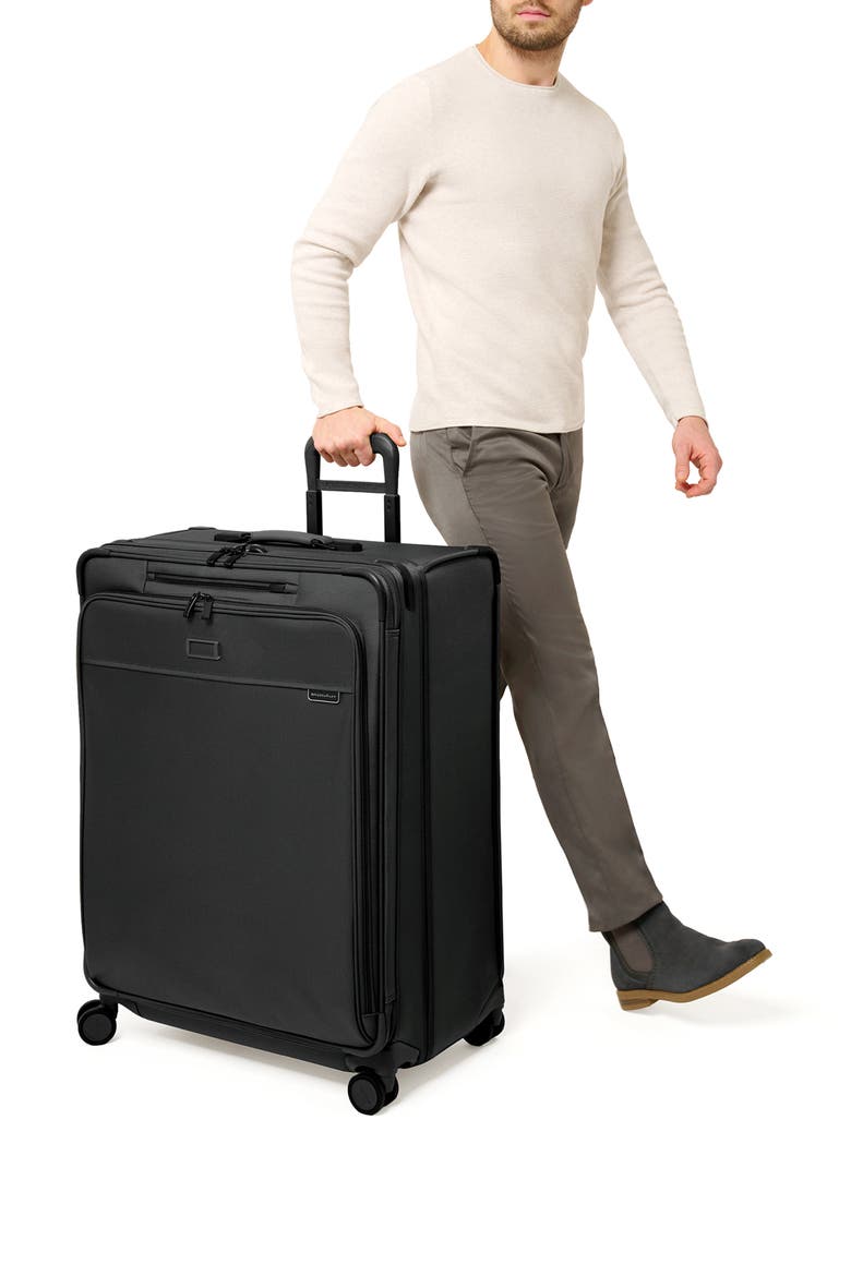 Baseline Extra Large Expandable Spinner Suitcase, Alternate, color, BLACK