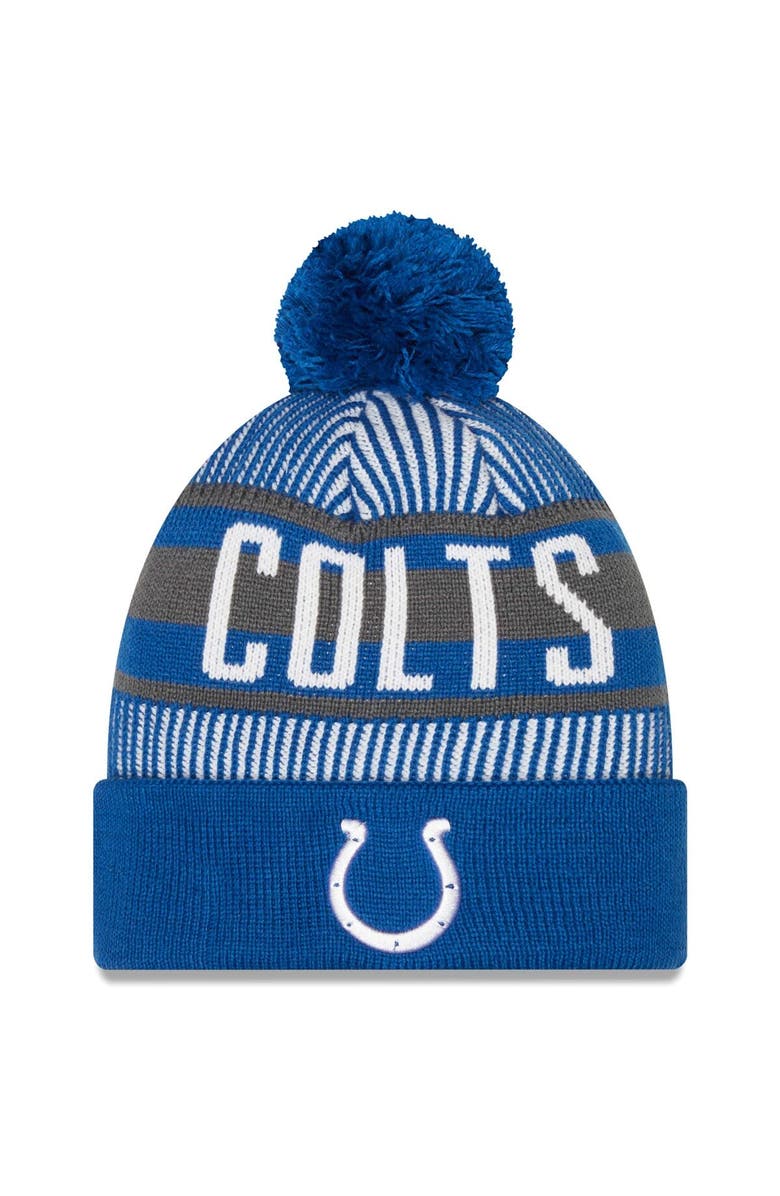 New Era Men's New Era Royal Indianapolis Colts Striped Cuffed Knit Hat with Pom, Main, color, Royal