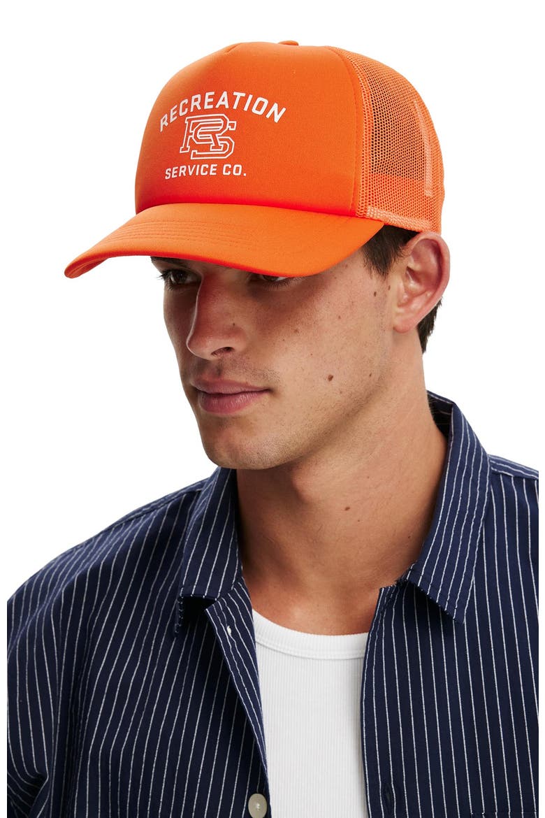 Men's Trucker Hat, Alternate, color, Orange Recreation