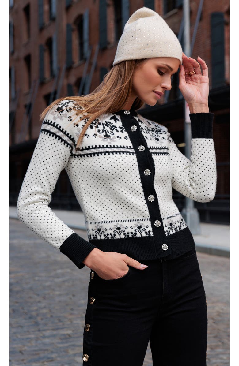 Generation Love Sade Fairisle Cardigan, Alternate, color, Geometric, White