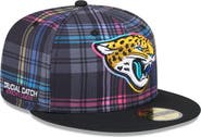 New Era Men's New Era Black Jacksonville Jaguars 2024 NFL Crucial Catch Plaid 59FIFTY Fitted Hat