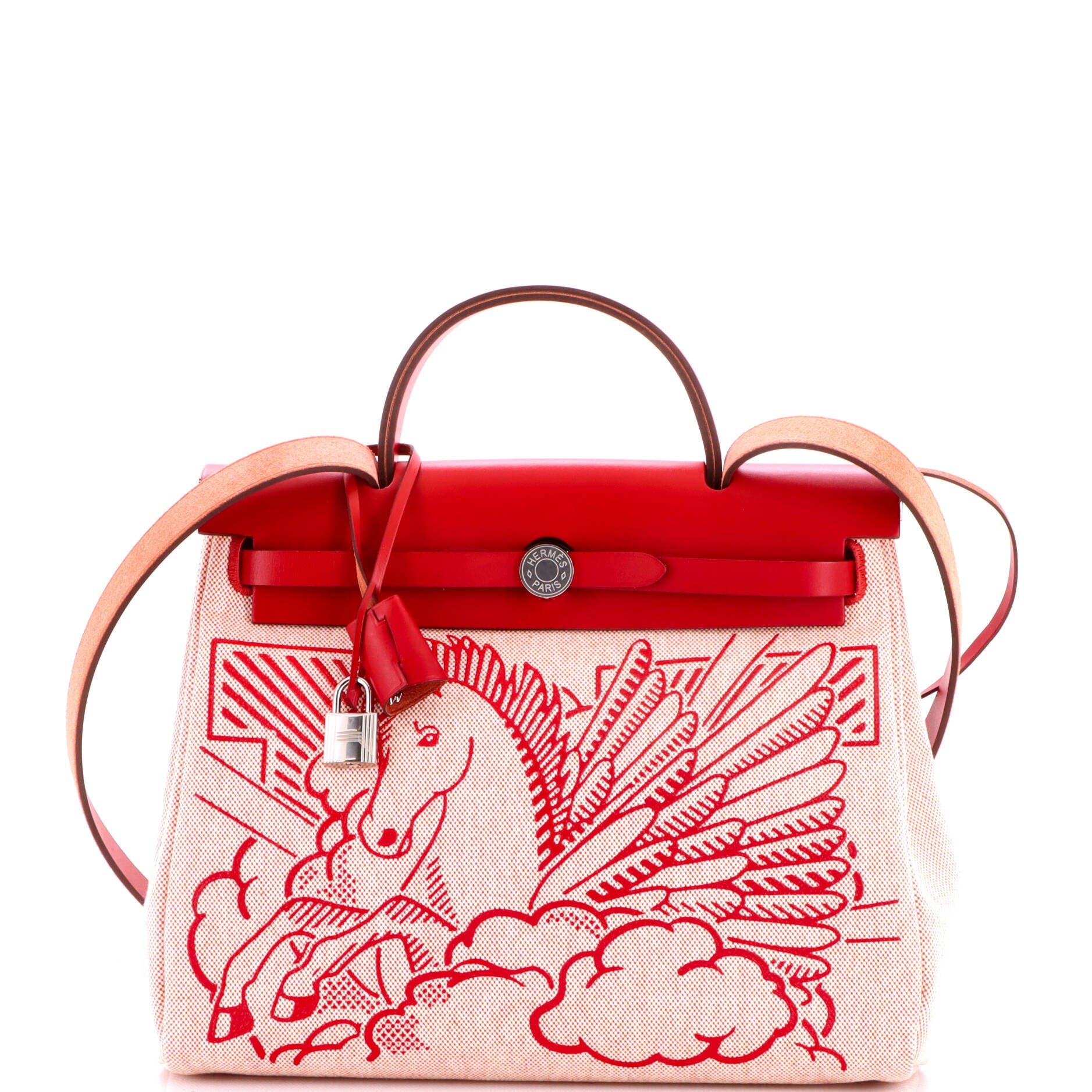 Herbag Zip Pegase Pop Toile and Leather 31, Main, color, Red