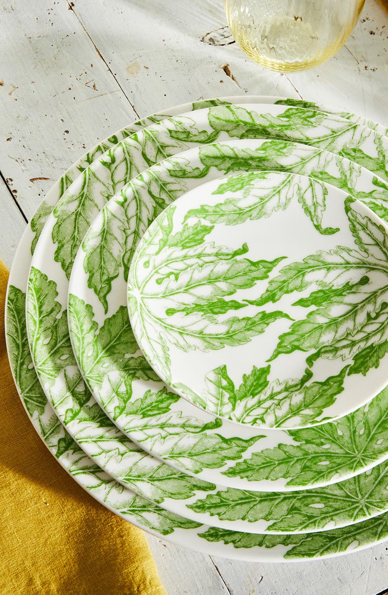 Caskata Freya Rimmed Salad Plate - Porcelain - Set 4, Alternate, color, Green