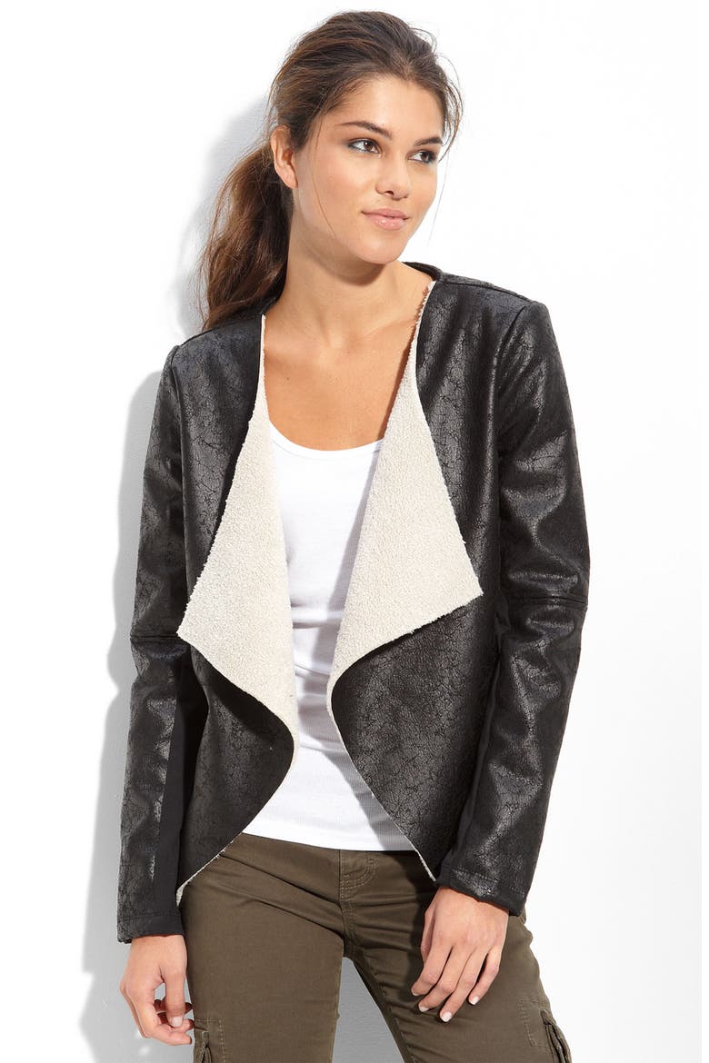 Matty M Faux Shearling Jacket, Main, color, BLACK