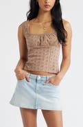 BP. Ruched Cotton Eyelet Tank