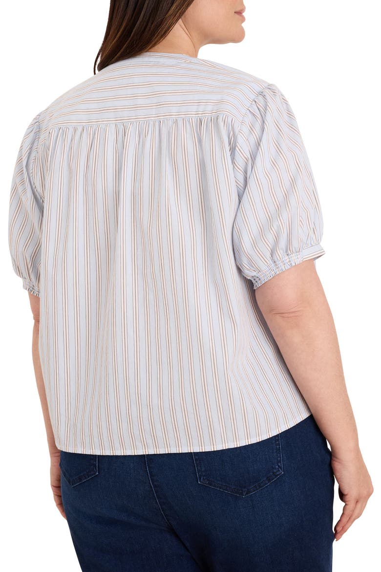 Eton Striped Band Collar Shirt, Alternate, color, BLUE MULTI