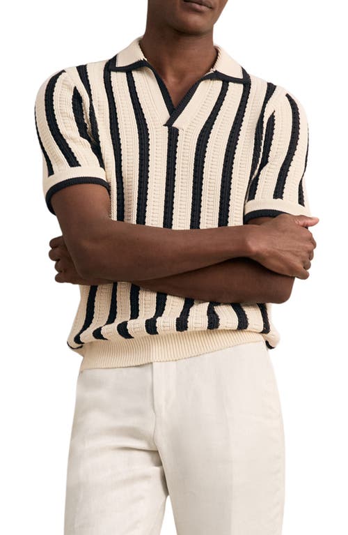Reiss Duncan Texture Stripe Polo Sweater In Neutral