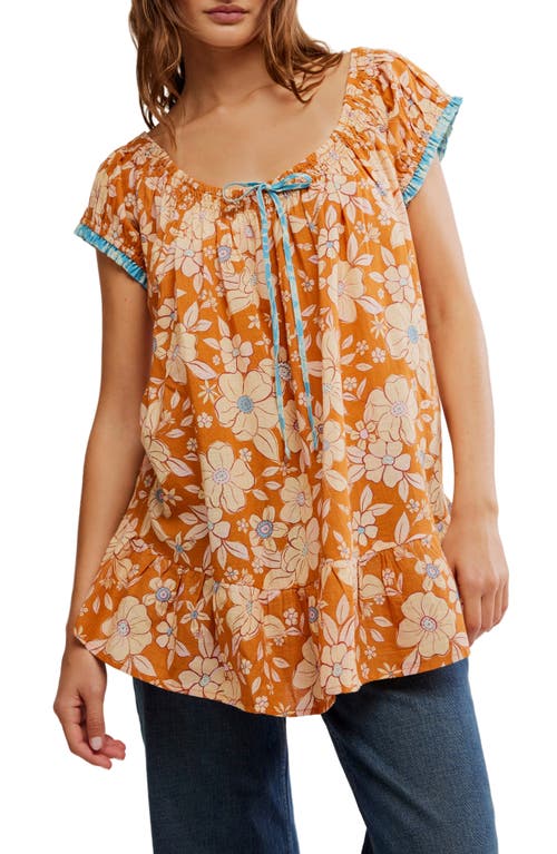 Free People Frankie Floral Tunic In Honey Ginger Combo