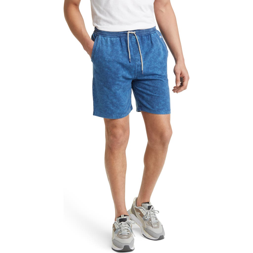 Stone Rose Acid Wash Fleece Shorts In Navy
