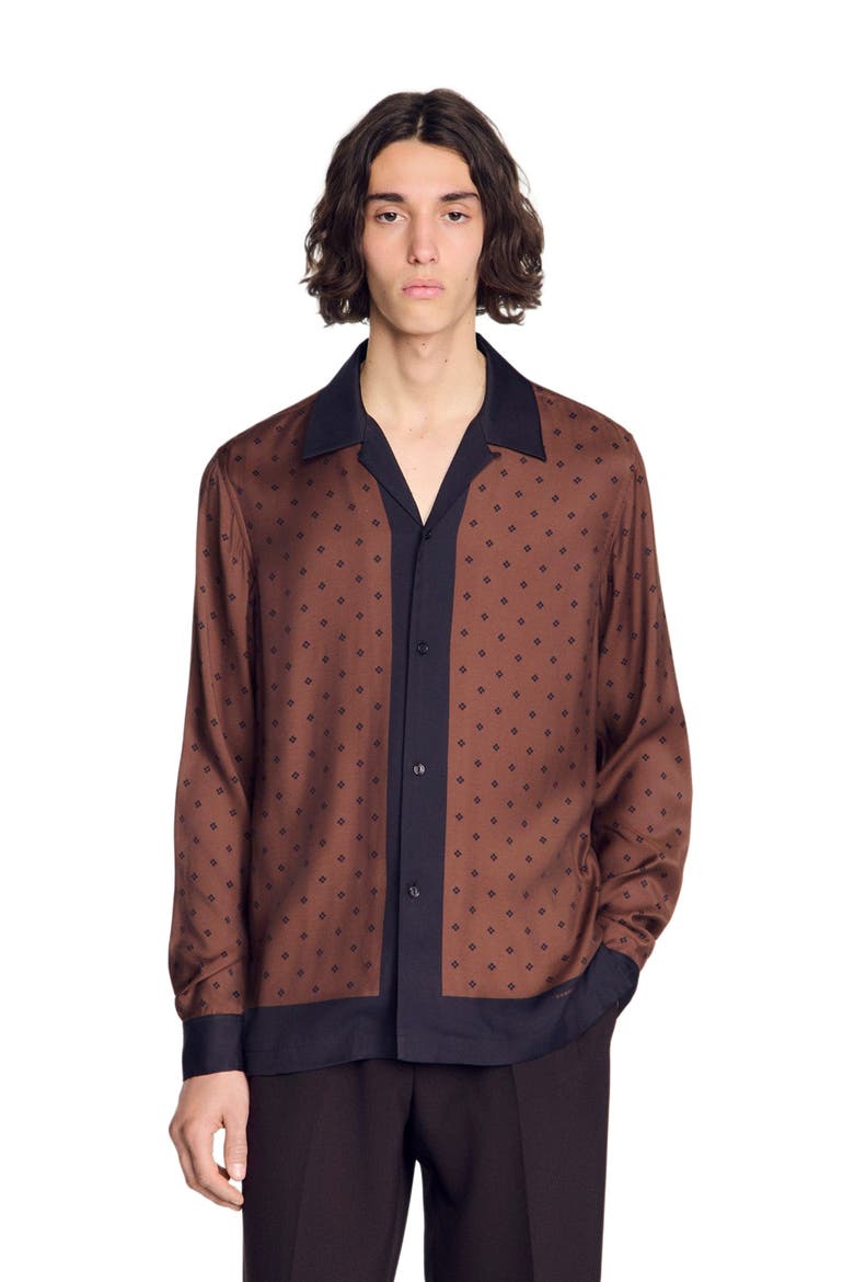 Square Cross motif shirt, Alternate, color, Tobacco brown