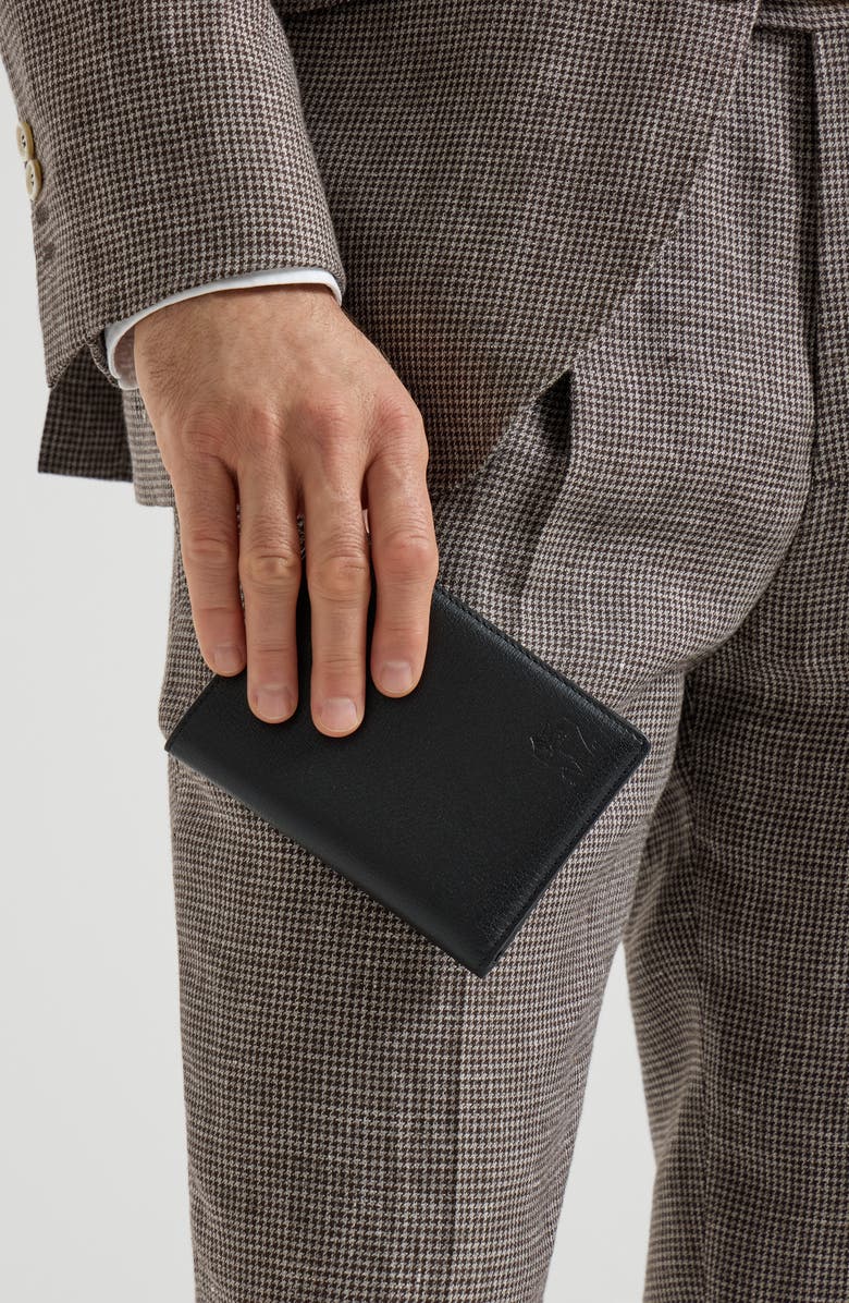 Brunello Cucinelli Grained leather passport holder, Alternate, color, Black