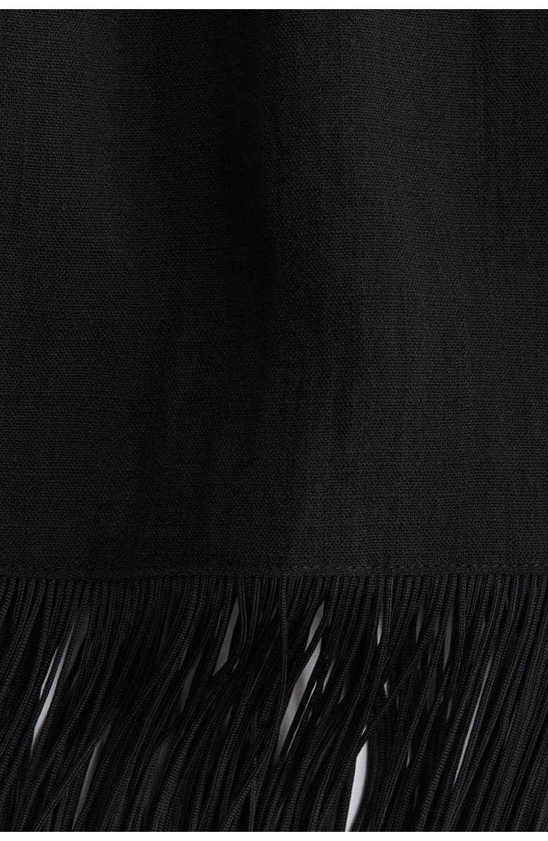 H&M Fringed dress with shoulder pads, Alternate, color, Black