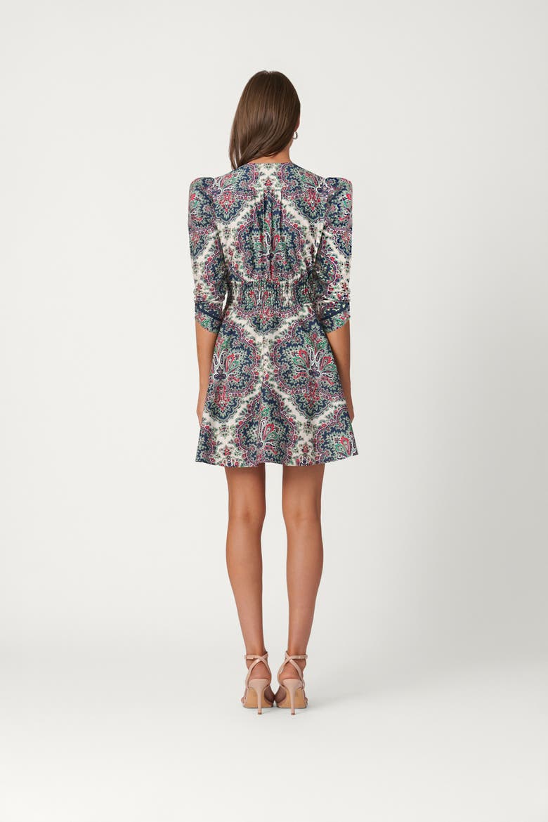 Harbor Tile Print Natalya Dress, Alternate, color, Navy/Cherry
