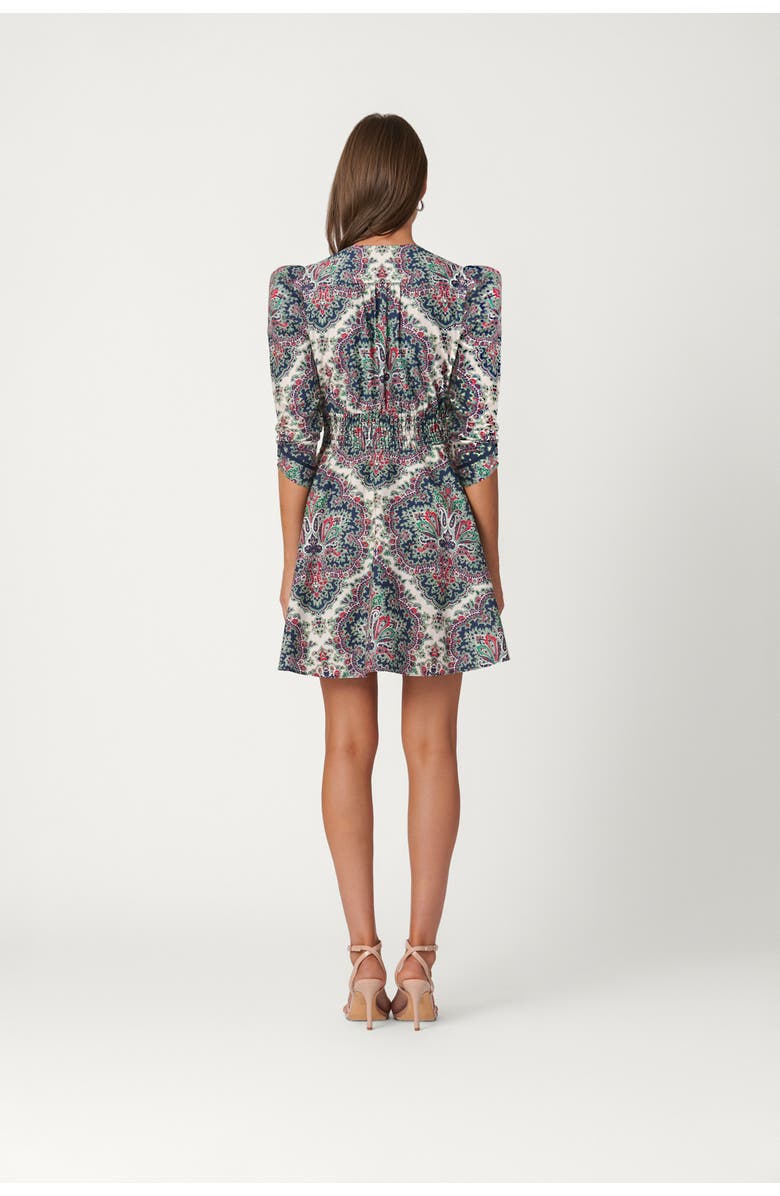 Shoshanna Harbor Tile Print Natalya Dress, Alternate, color, Navy/Cherry