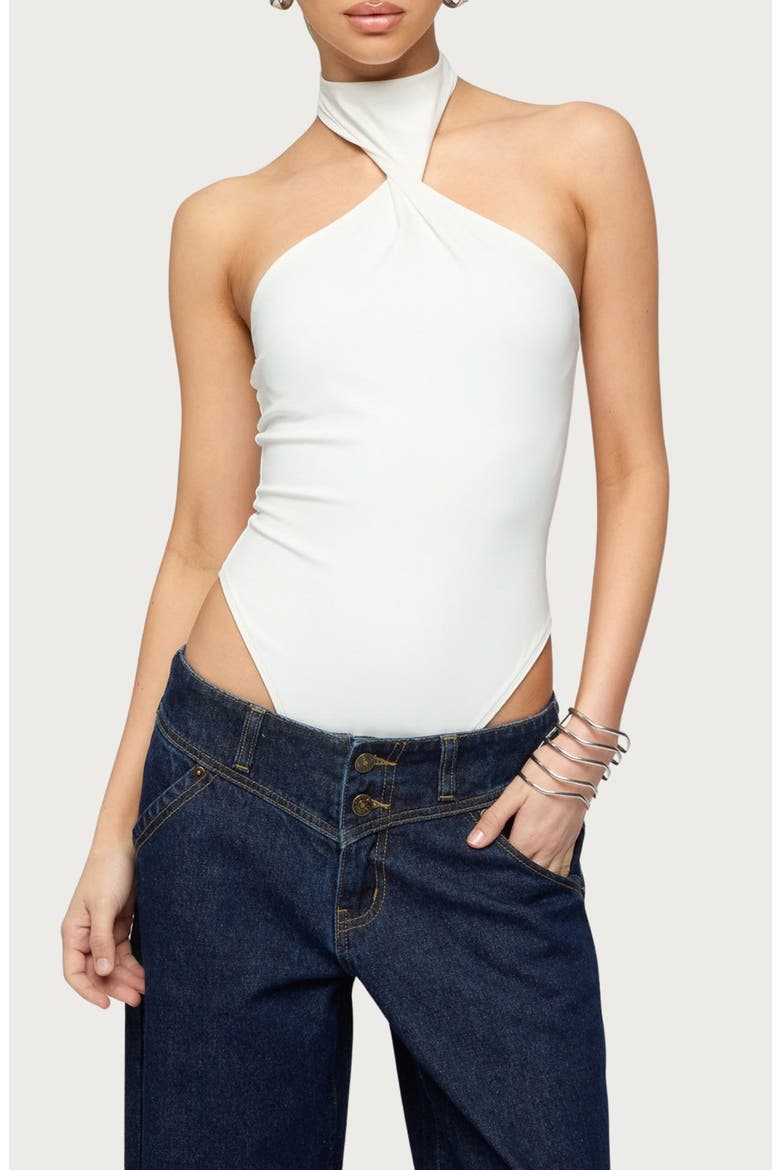 Jimana Halter Neck Bodysuit, Main, color, WHITE