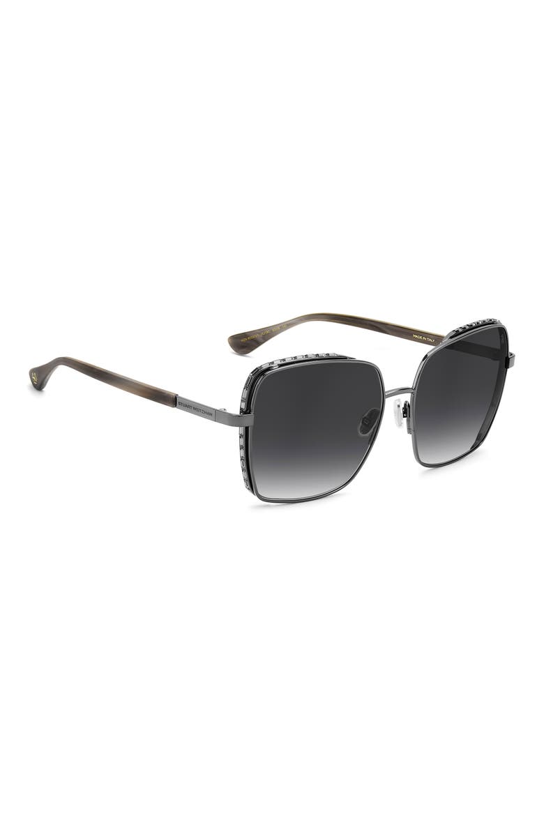 60mm Crystal Gradient Rectangular Sunglasses, Alternate, color, DARK RUTHENIUM/ DARK GREY SF