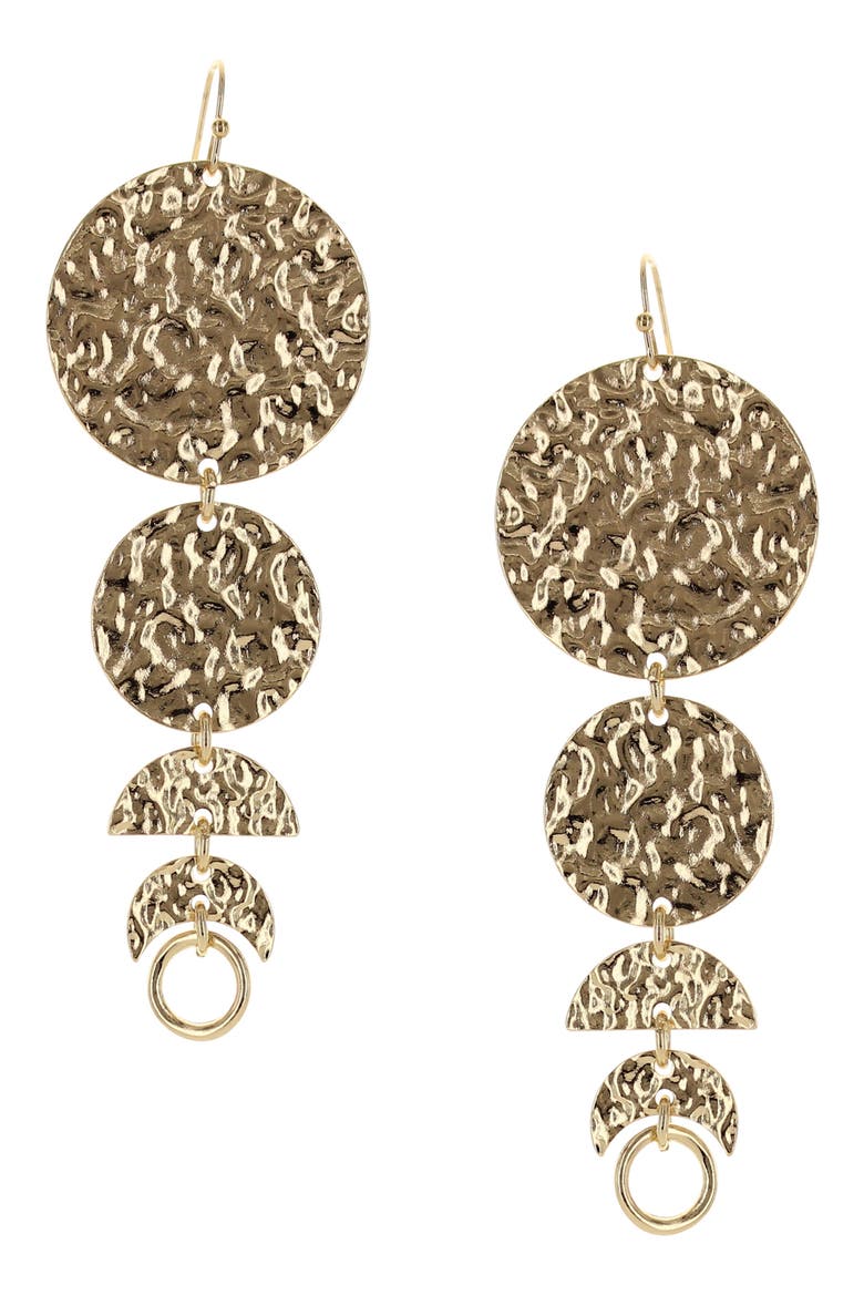 Chelsea Hammered Drop Earrings, Main, color, GOLD