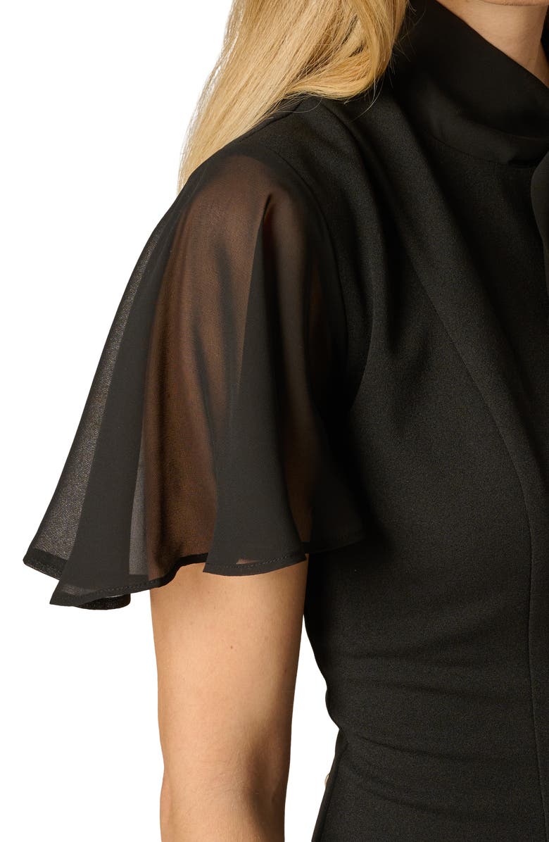 Adrianna Papell Crepe & Chiffon Dress, Alternate, color, Black