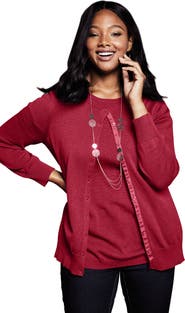 Jessica London Fine Gauge Button-Front Cardigan