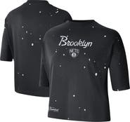 Nike Women's Nike Black Brooklyn Nets Courtside Splatter Cropped T-Shirt
