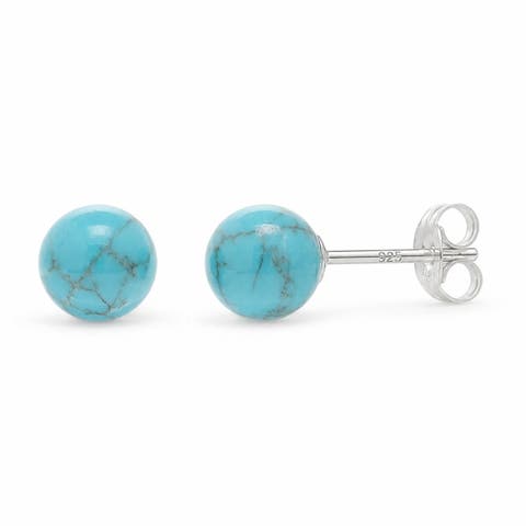 Sterling Silver Turquoise Ball Earrings