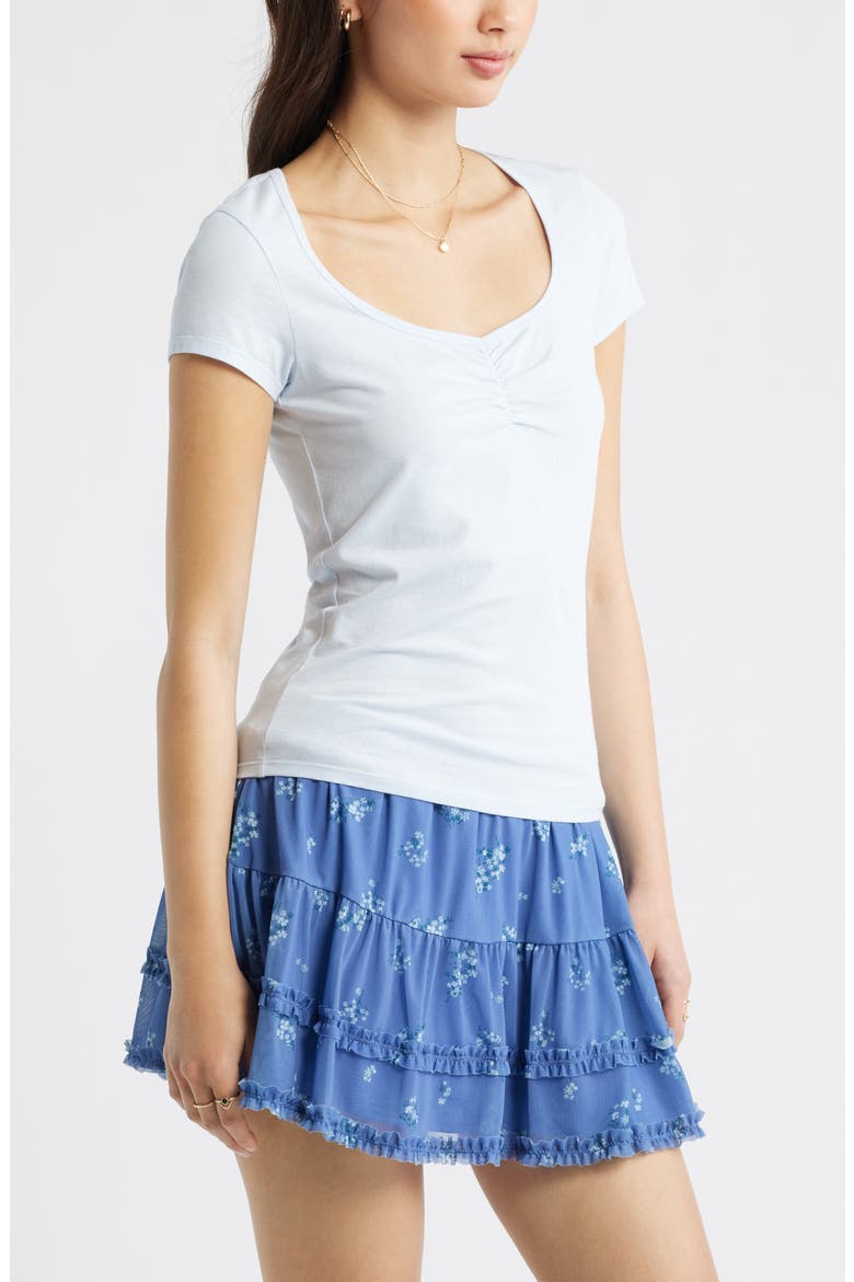 Ruched Front Cotton T-Shirt, Alternate, color, BLUE BIRD